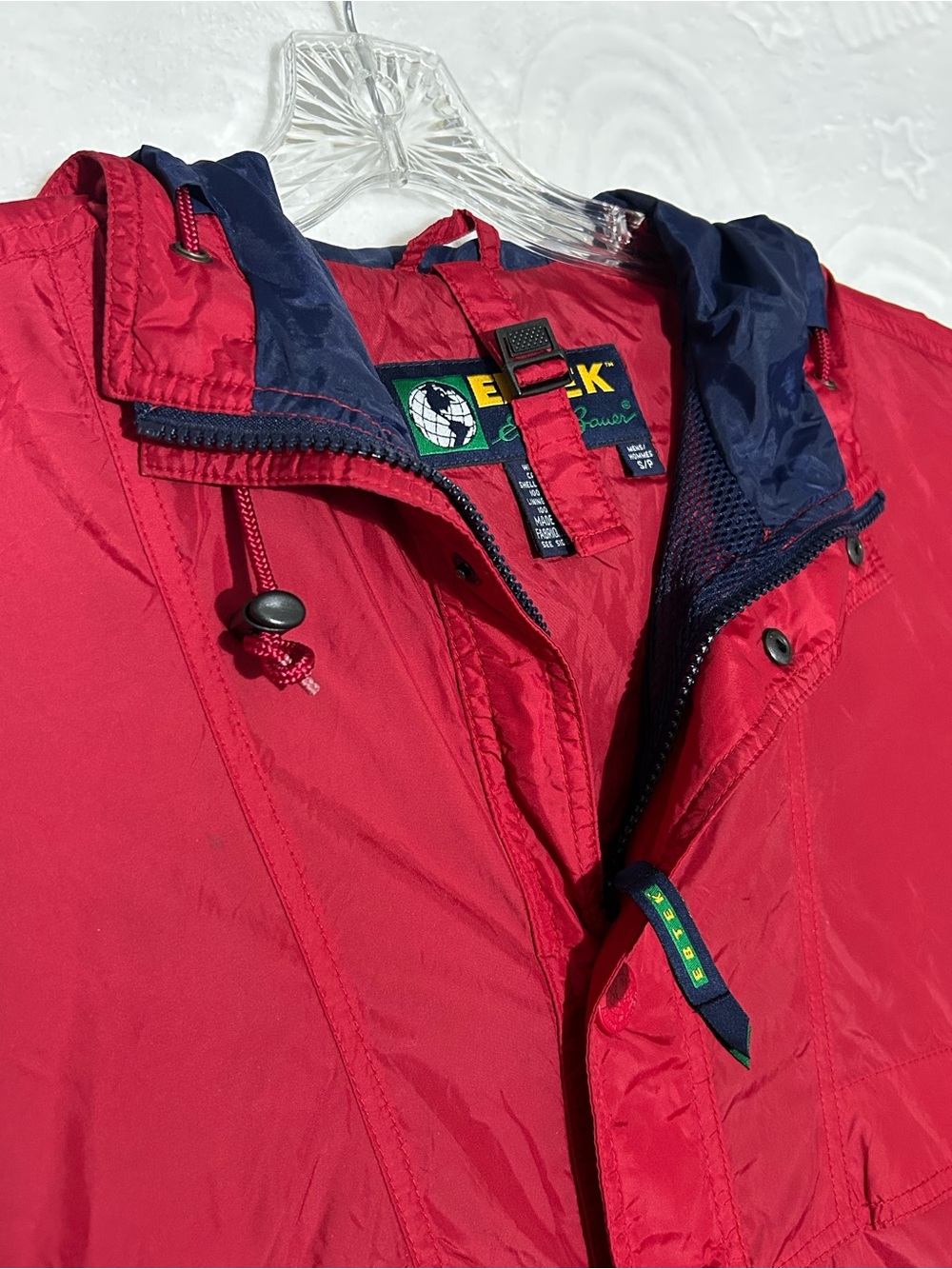 Vintage Eddie Bauer Red Jacket with Navy Accents